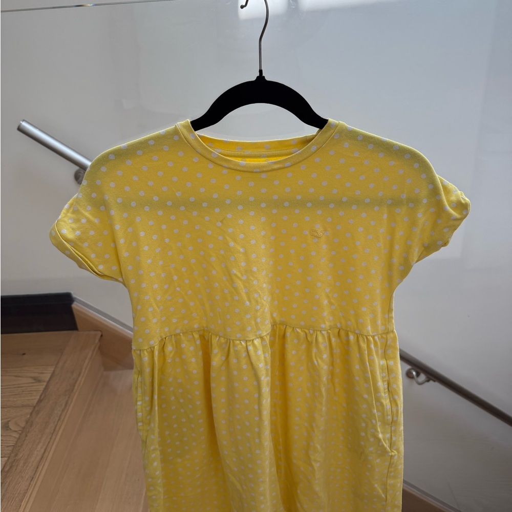 Vineyard Vines Sunny Yellow Polka Dot Dress size 10 girls
